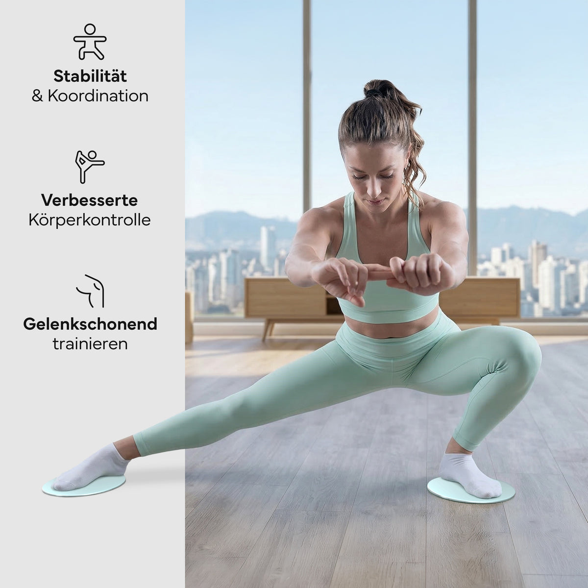 Pilates Slider 2er Set - für glatte Böden und Teppich – Sky Blue | B-Ware - - Outlet von NEOLYMP | Fitnessequipment und Sportartikel