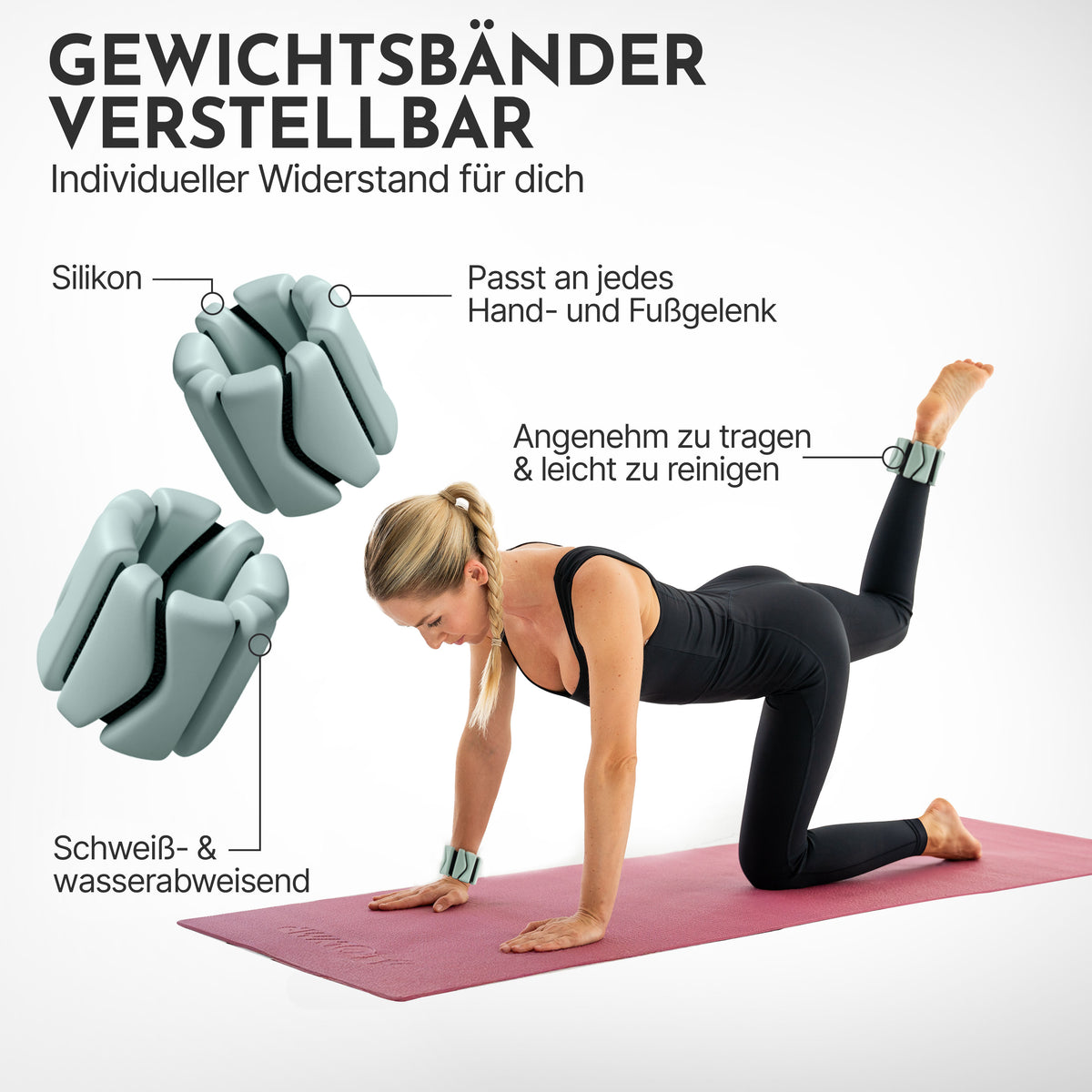 Pilates Gewichtsbänder 2er Set - Gewichtsmanschetten aus Silikon - Sky Blue - Sportgerät von NEOLYMP | Fitnessequipment und Sportartikel