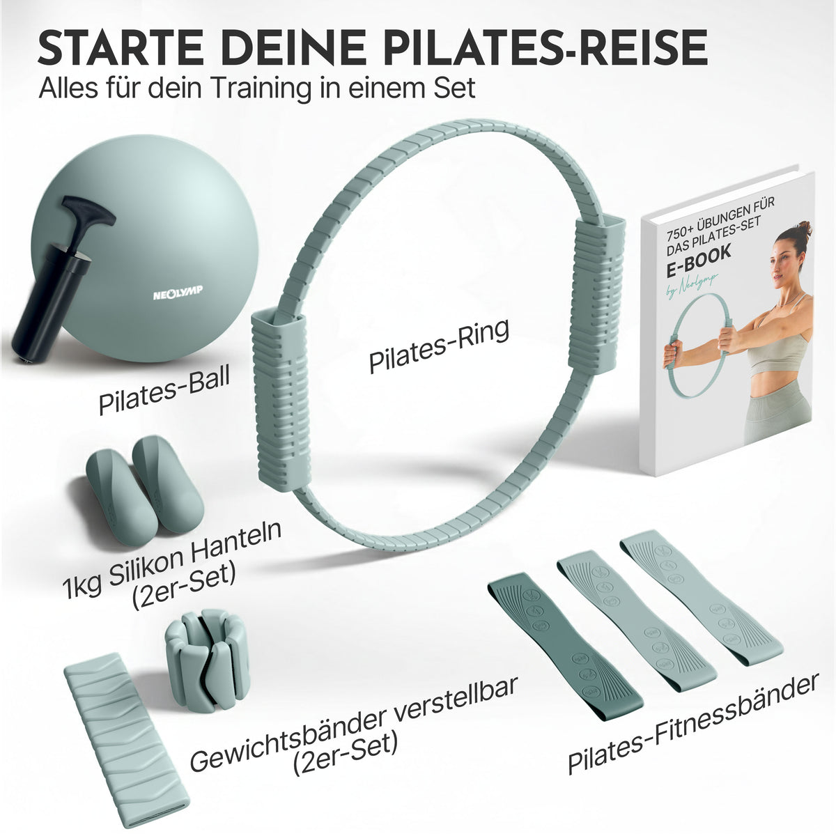 Premium Pilates Komplett-Set mit Geschenkbox (MP) - - Sportgerät von NEOLYMP | Fitnessequipment und Sportartikel