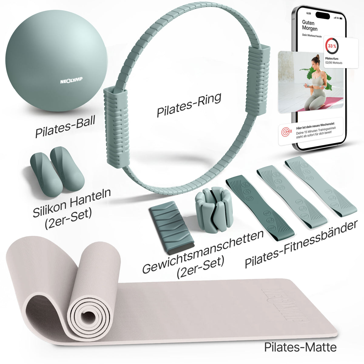 Premium Pilates Komplett-Set mit Geschenkbox (MP) - - Sportgerät von NEOLYMP | Fitnessequipment und Sportartikel