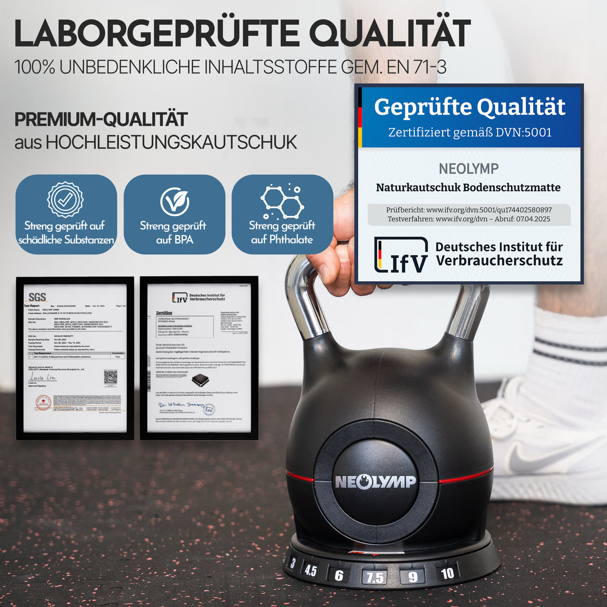 Kostenloses Probemuster Premium-Bodenschutz (4 Farben) - - Bodenschutz von NEOLYMP | Fitnessequipment und Sportartikel