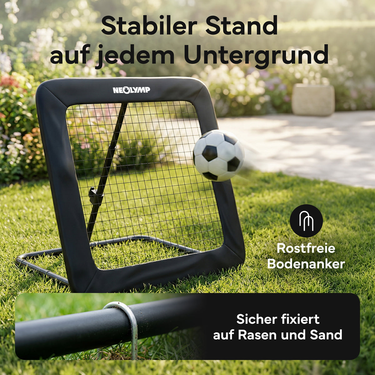 Fußball Rebounder Fußball in schwarz - Indoor & Outdoor Rückprallwand – 100 cm | B-Ware - - Outlet von NEOLYMP | Fitnessequipment und Sportartikel