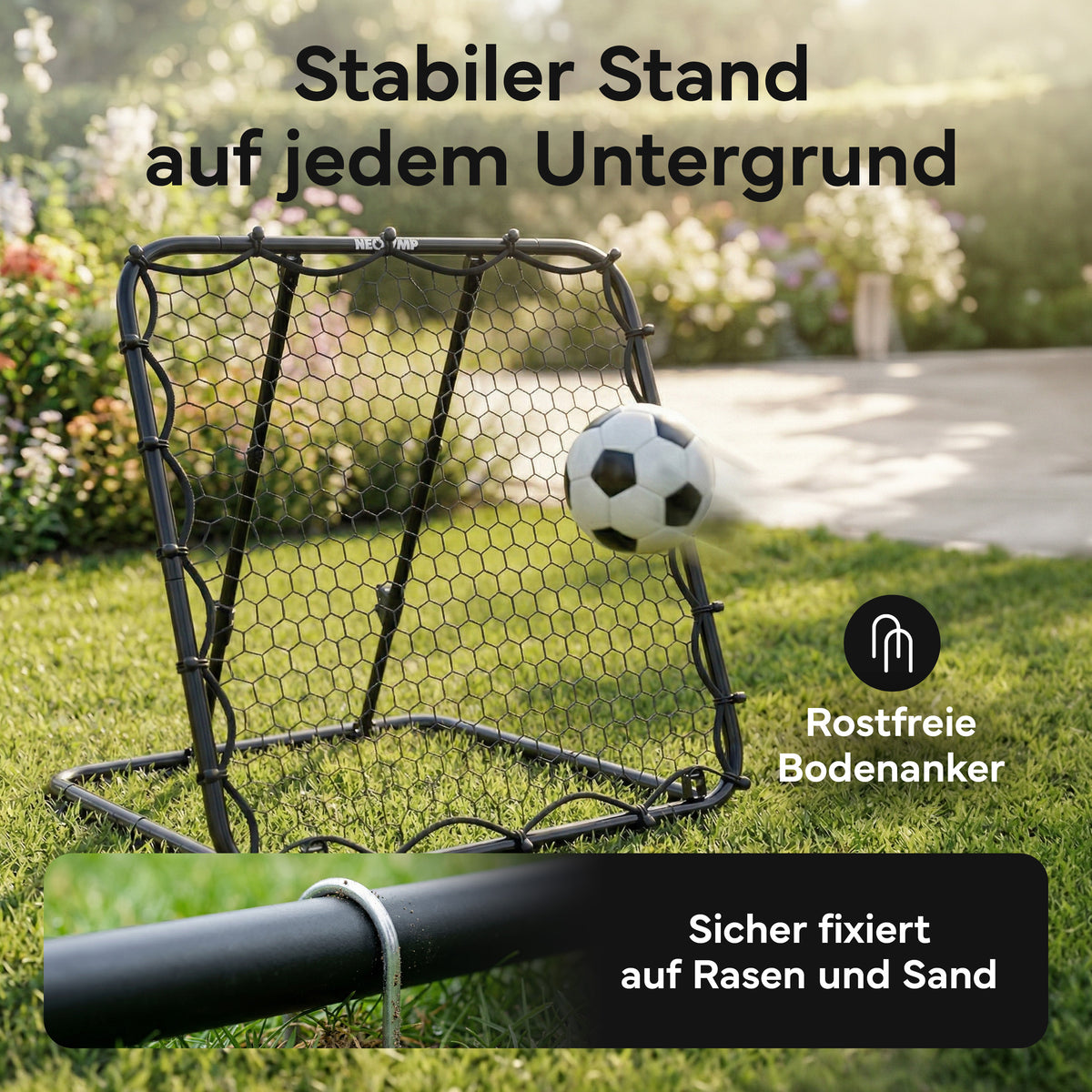 Fußball Rebounder Fußball in schwarz - Indoor & Outdoor Rückprallwand - 125 cm - Fußball-Equipment von NEOLYMP | Fitnessequipment und Sportartikel