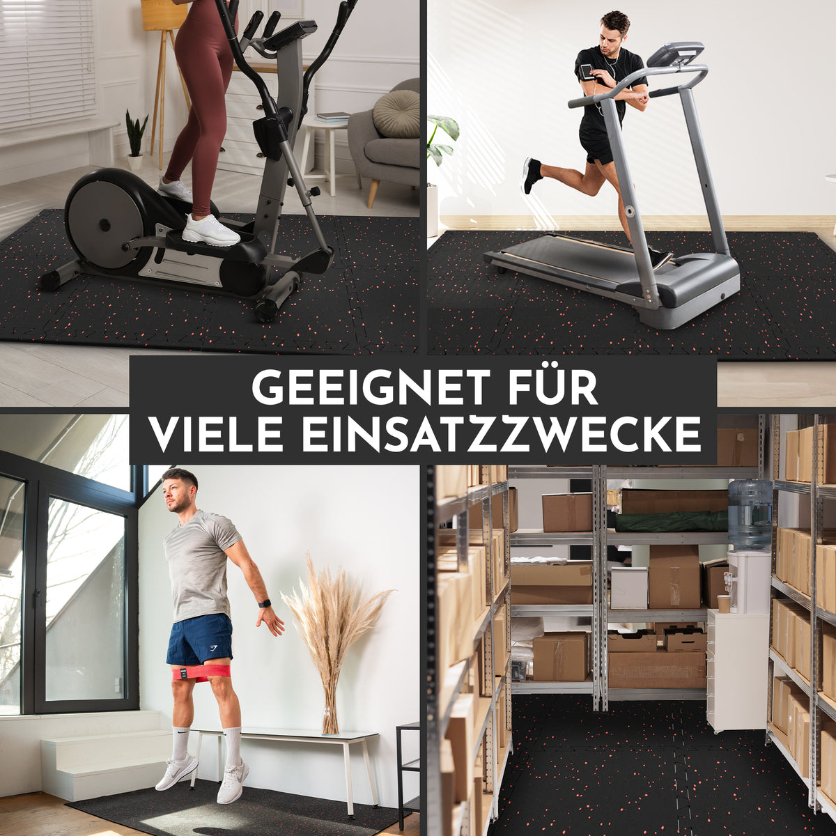Premium Bodenschutzmatte aus extra dichtem Kautschuk (schwarz-rot) - - Bodenschutz von NEOLYMP | Fitnessequipment und Sportartikel