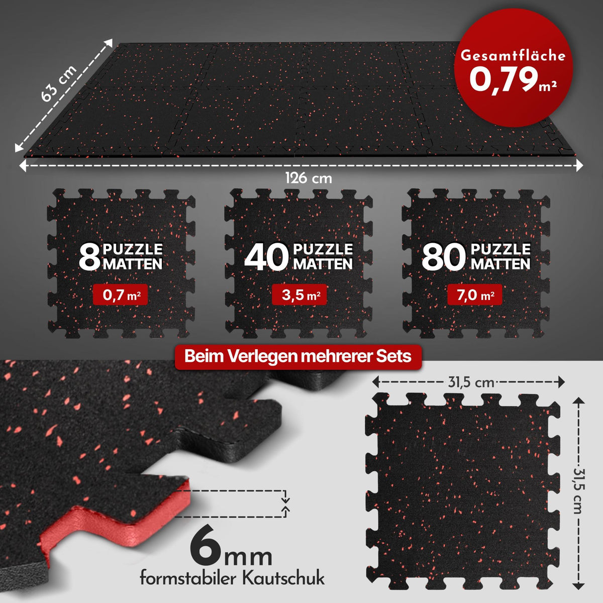8 Kautschuk Bodenschutzmatten (B-Ware) - - Outlet von NEOLYMP | Fitnessequipment und Sportartikel