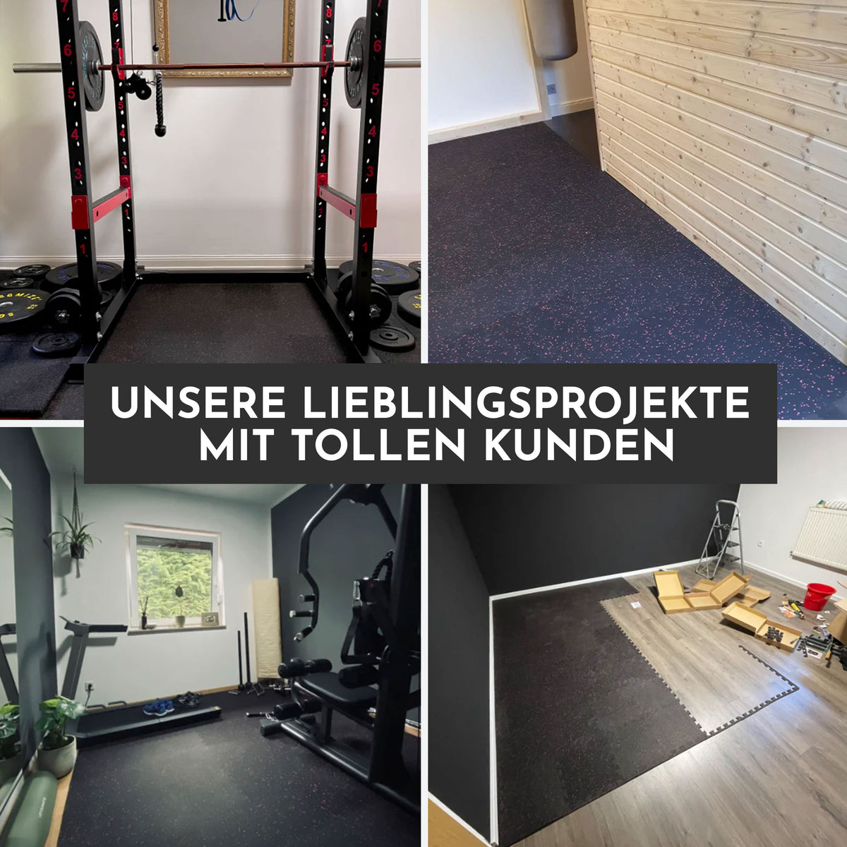 Premium Bodenschutzmatte aus extra dichtem Kautschuk (schwarz-rot) - - Bodenschutz von NEOLYMP | Fitnessequipment und Sportartikel