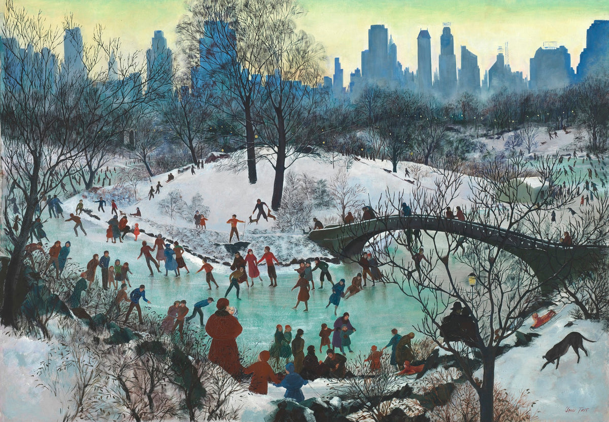 Skating In Central Park (249 Piece Wooden Christmas Puzzle) - Nautilus Puzzles - Wooden Jigsaw Puzzles For Adults