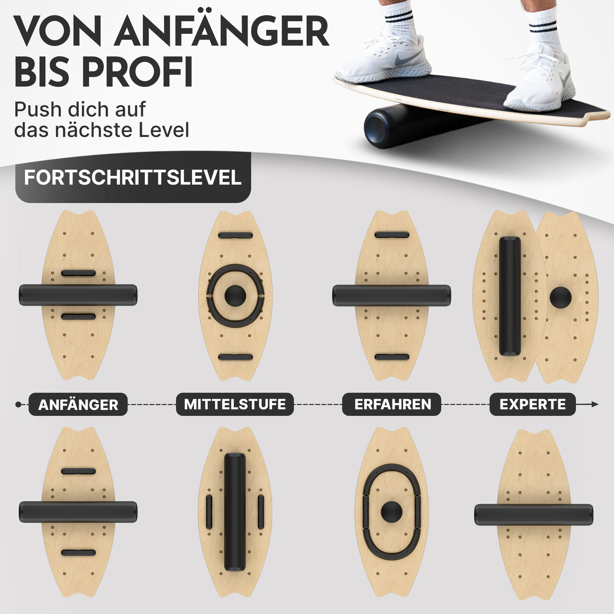 9-in-1 Balance Board aus Birkenholz – (B‑Ware) - - Outlet von NEOLYMP | Fitnessequipment und Sportartikel
