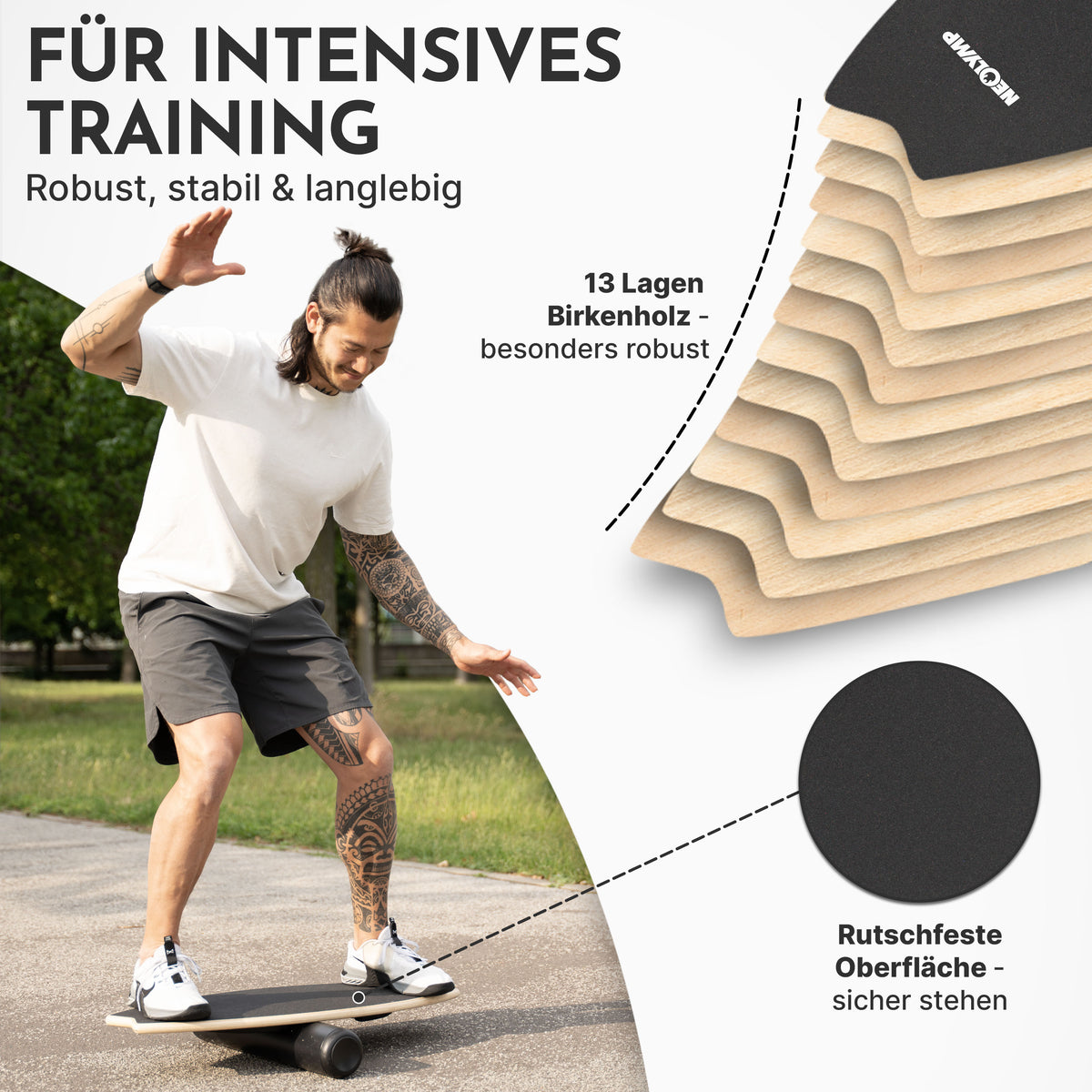 9-in-1 Balance Board aus Birkenholz – (B‑Ware) - - Outlet von NEOLYMP | Fitnessequipment und Sportartikel