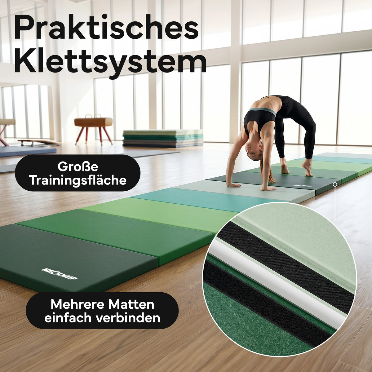 Turnmatte - faltbar mit Tragefunktion – Schwarz / S (190x80x3 cm) | B-Ware - - Outlet von NEOLYMP | Fitnessequipment und Sportartikel