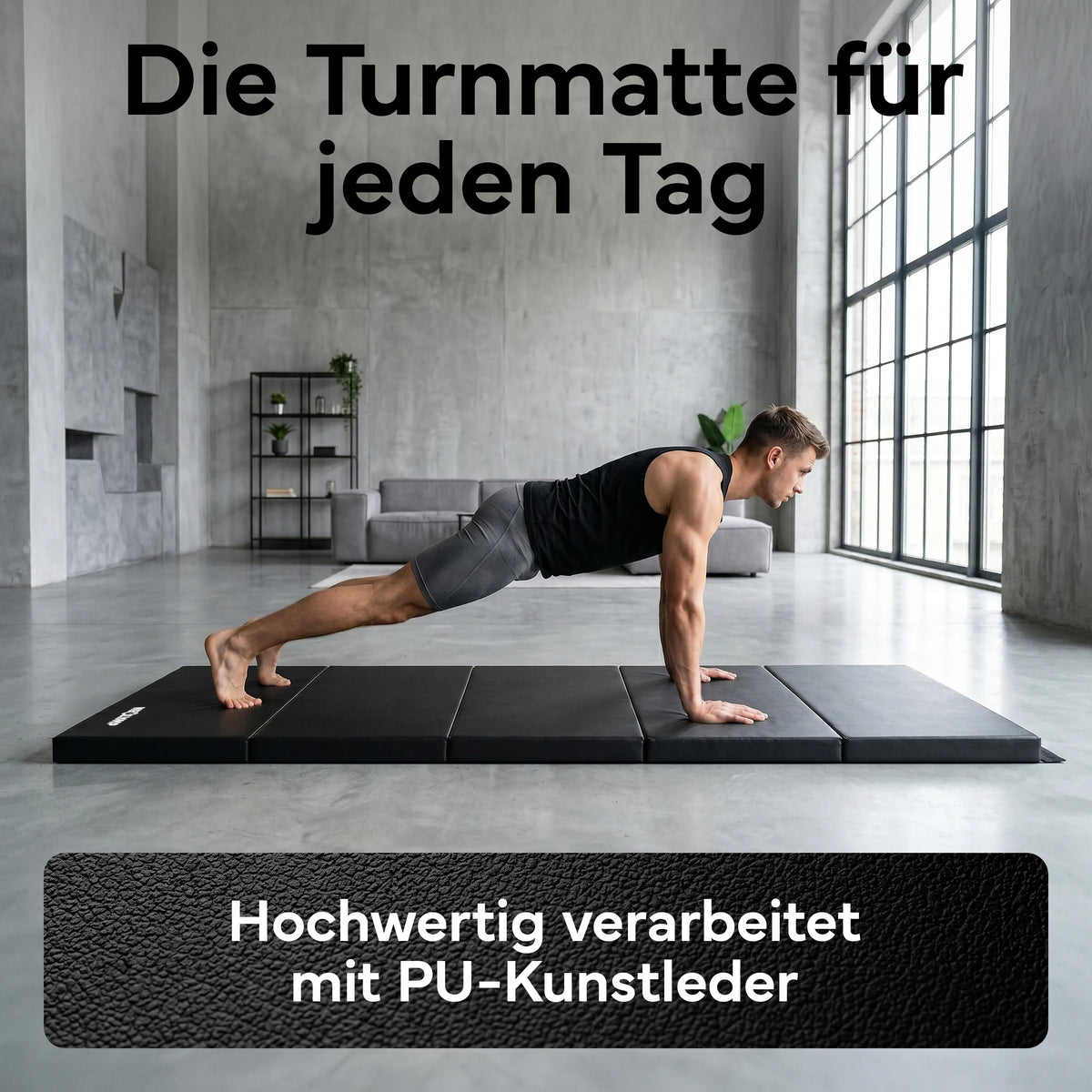 Turnmatte - faltbar mit Tragefunktion – Schwarz / L (200x100x3 cm) | B-Ware - - Outlet von NEOLYMP | Fitnessequipment und Sportartikel