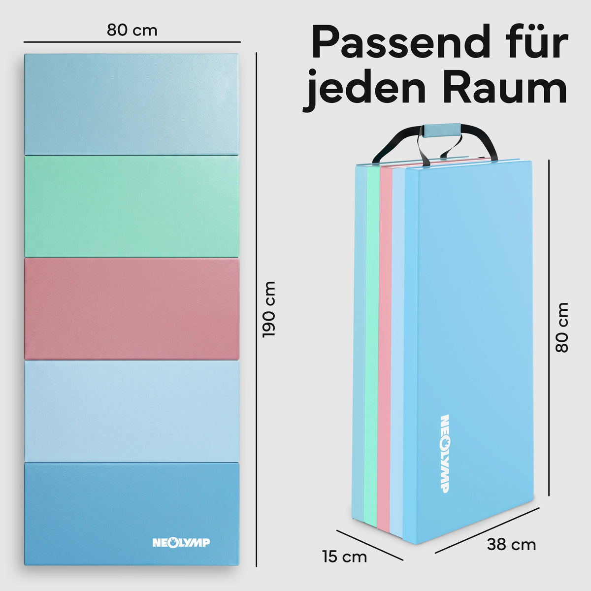 Turnmatte - faltbar mit Tragefunktion – Bunt / M (190x80x5 cm) | B-Ware - - Outlet von NEOLYMP | Fitnessequipment und Sportartikel