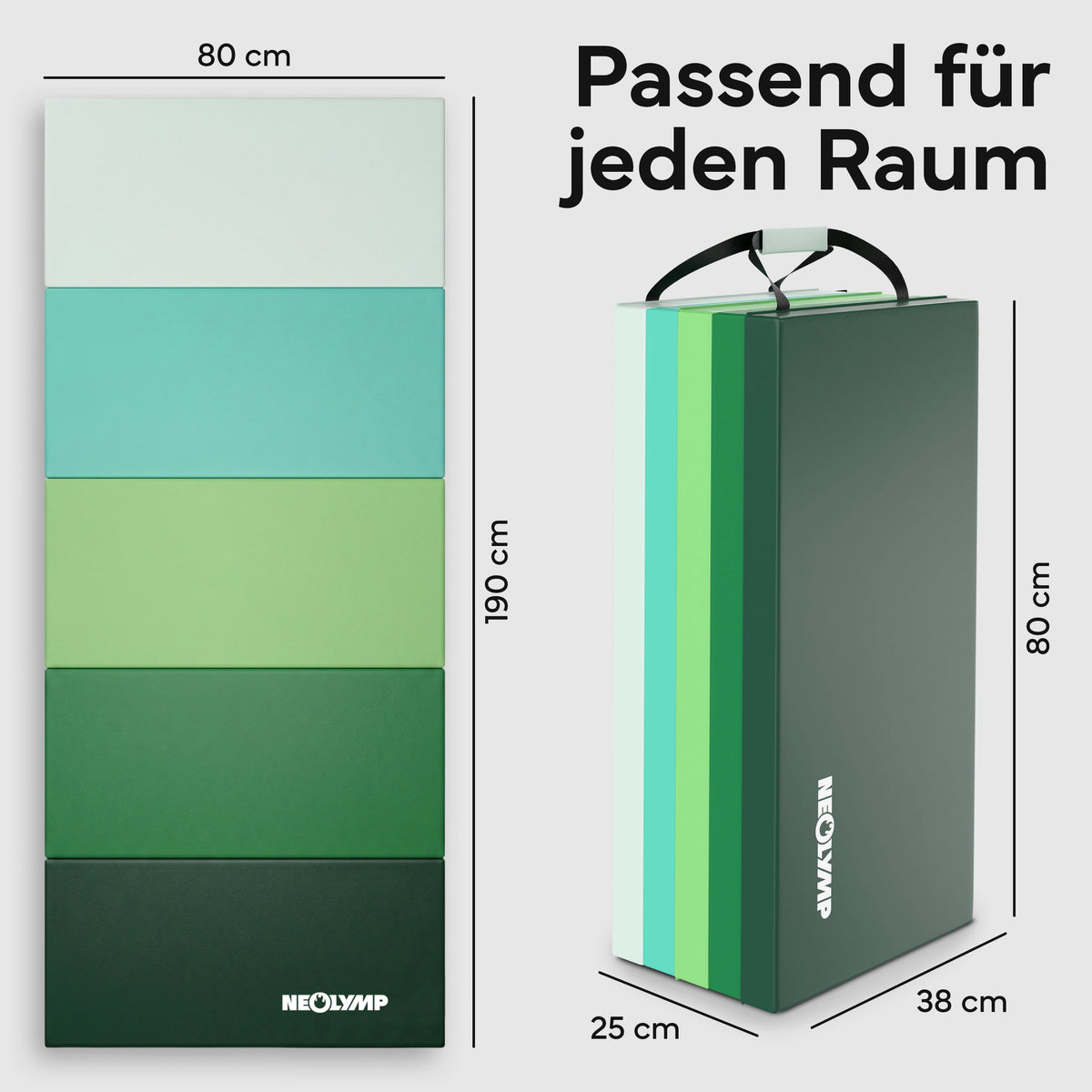 Turnmatte - faltbar mit Tragefunktion – Grün / L (200x100x3 cm) | B-Ware - - Outlet von NEOLYMP | Fitnessequipment und Sportartikel