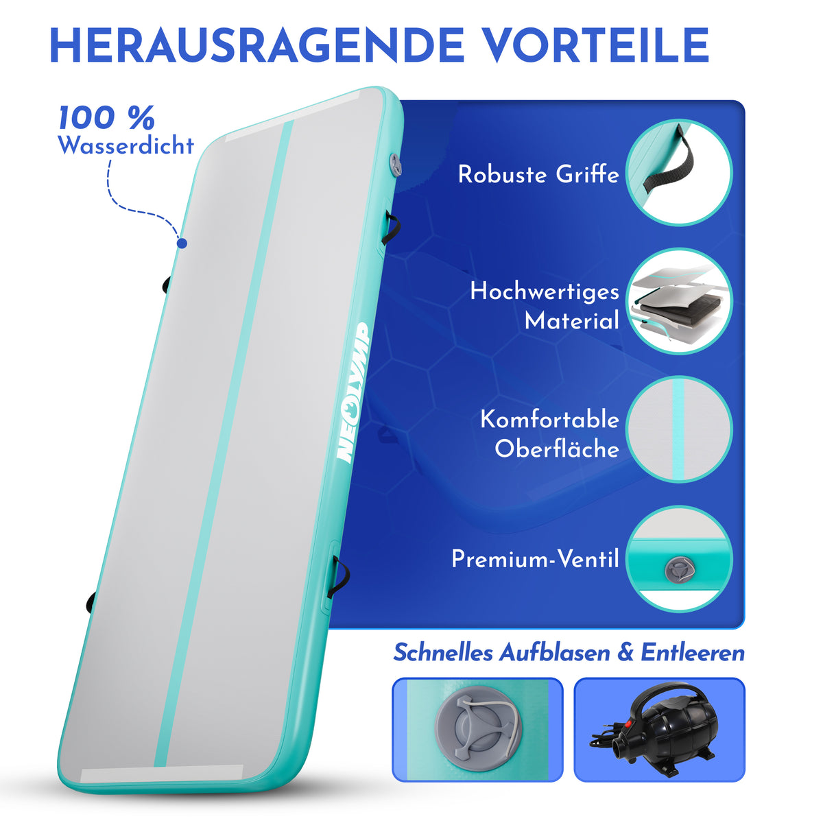 Turnmatte in Mintgrün (Tumbling Matte) - - Sportmatte von NEOLYMP | Fitnessequipment und Sportartikel