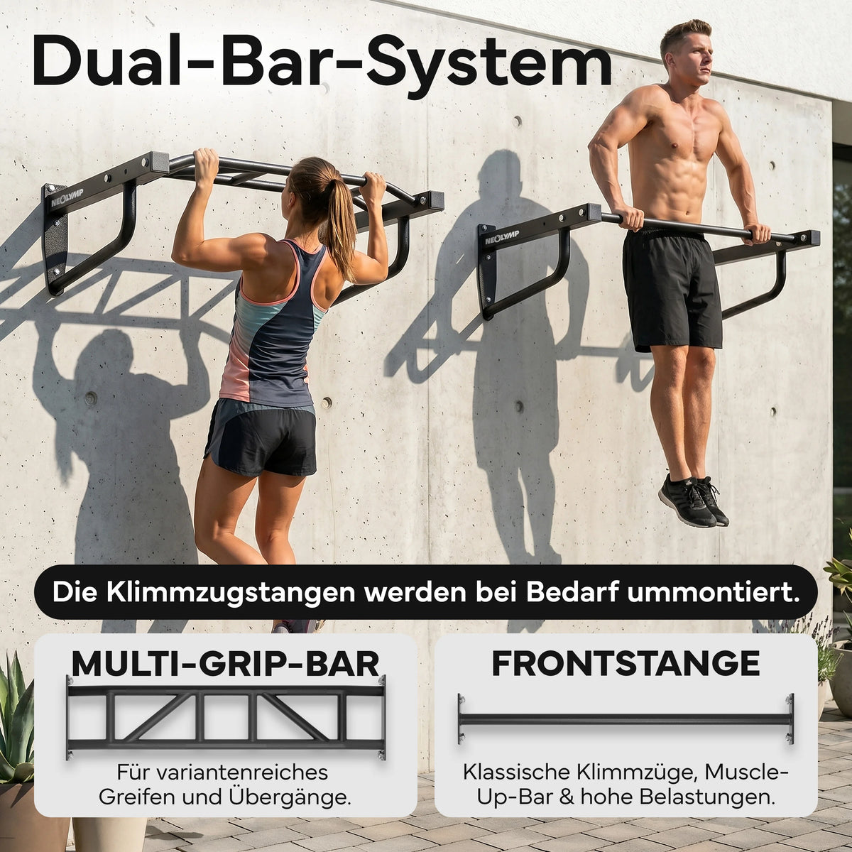 Klimmzugstange Wandmontage - 2-in-1 Klimmzugstation | B-Ware - - Outlet von NEOLYMP | Fitnessequipment und Sportartikel
