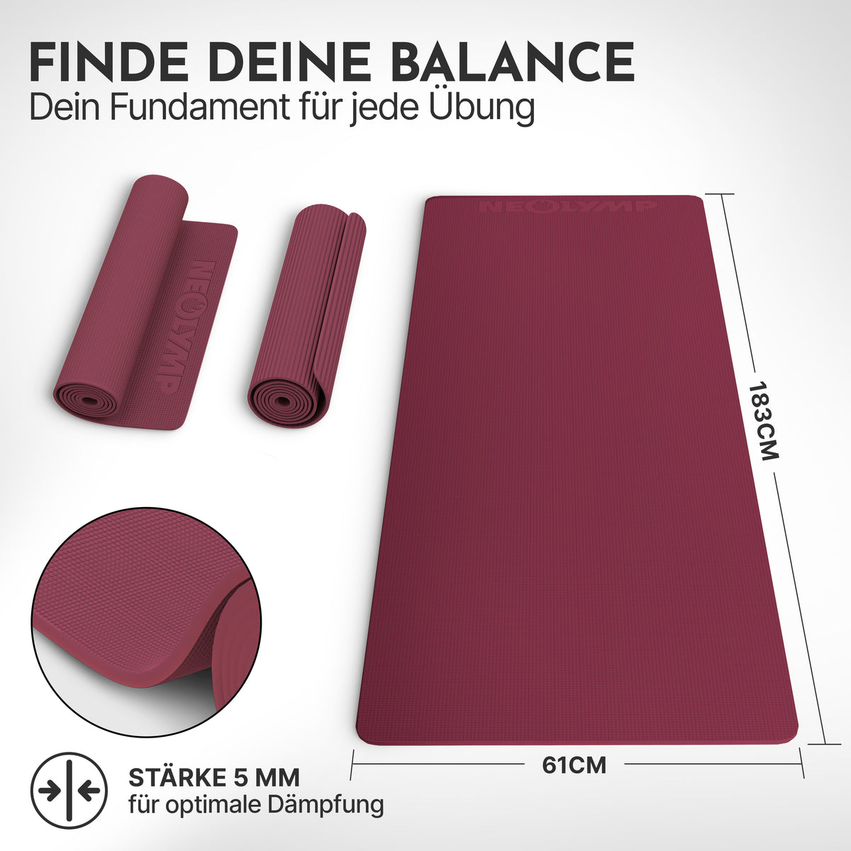 Yogamatte – ideal für Yoga, Pilates & Gymnastik - Aubergine - Yogamatten von NEOLYMP | Fitnessequipment und Sportartikel