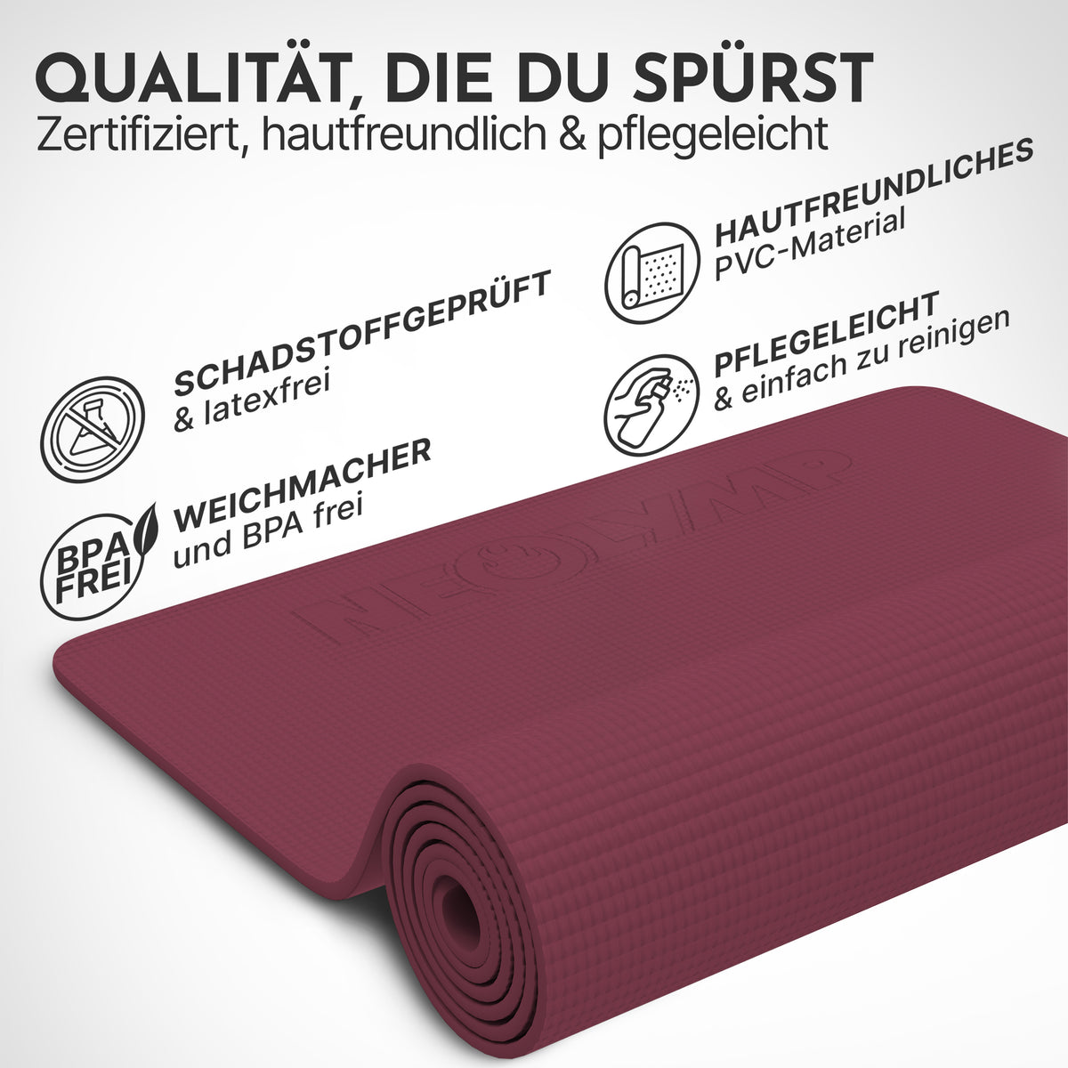 Yogamatte – ideal für Yoga, Pilates & Gymnastik - Aubergine - Yogamatten von NEOLYMP | Fitnessequipment und Sportartikel