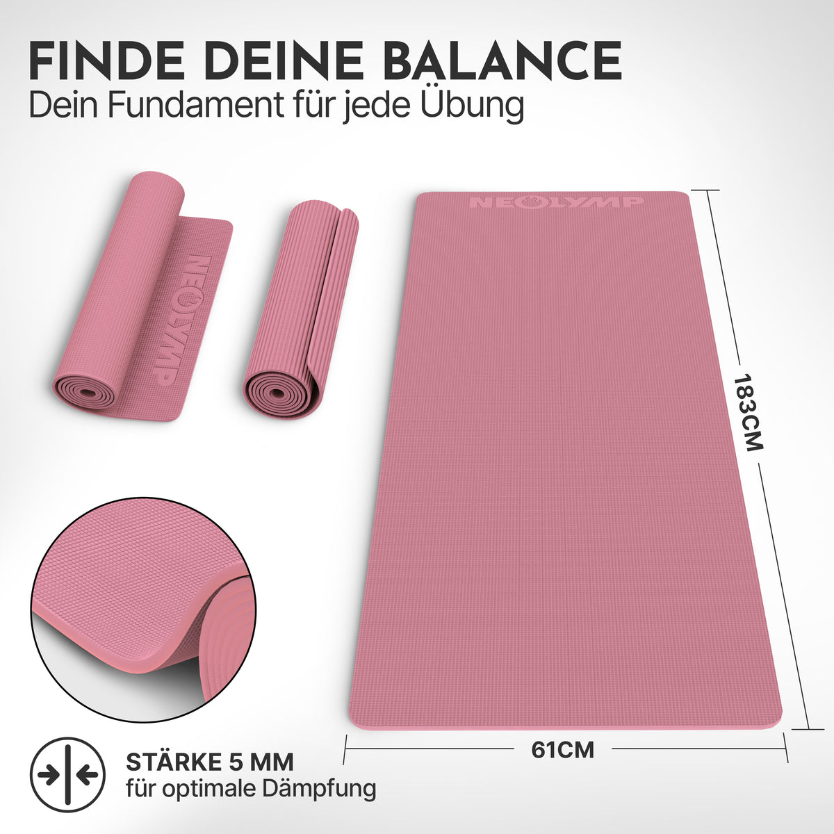 Yogamatte – ideal für Yoga, Pilates & Gymnastik - Altrosa - Yogamatten von NEOLYMP | Fitnessequipment und Sportartikel