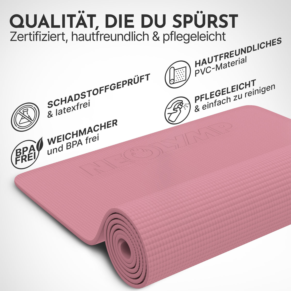 Yogamatte – ideal für Yoga, Pilates & Gymnastik - Altrosa - Yogamatten von NEOLYMP | Fitnessequipment und Sportartikel