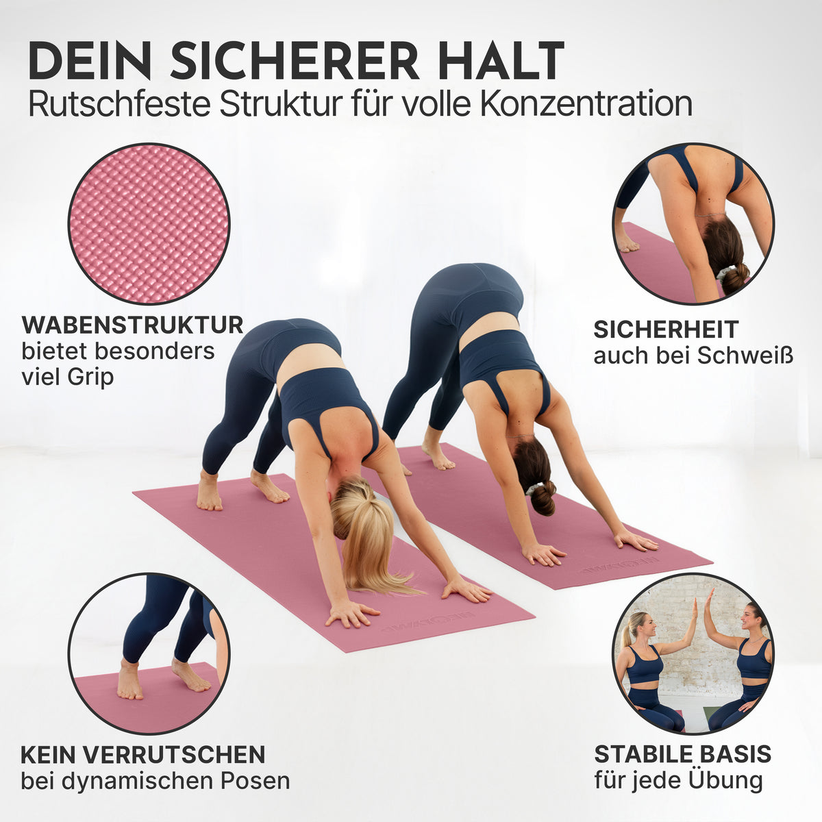 Yogamatte – ideal für Yoga, Pilates & Gymnastik - Altrosa - Yogamatten von NEOLYMP | Fitnessequipment und Sportartikel