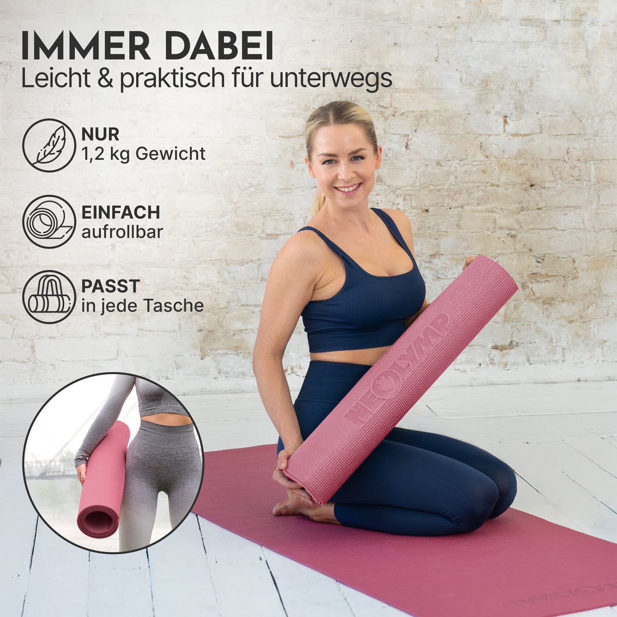 Yogamatte – ideal für Yoga, Pilates & Gymnastik - Altrosa - Yogamatten von NEOLYMP | Fitnessequipment und Sportartikel