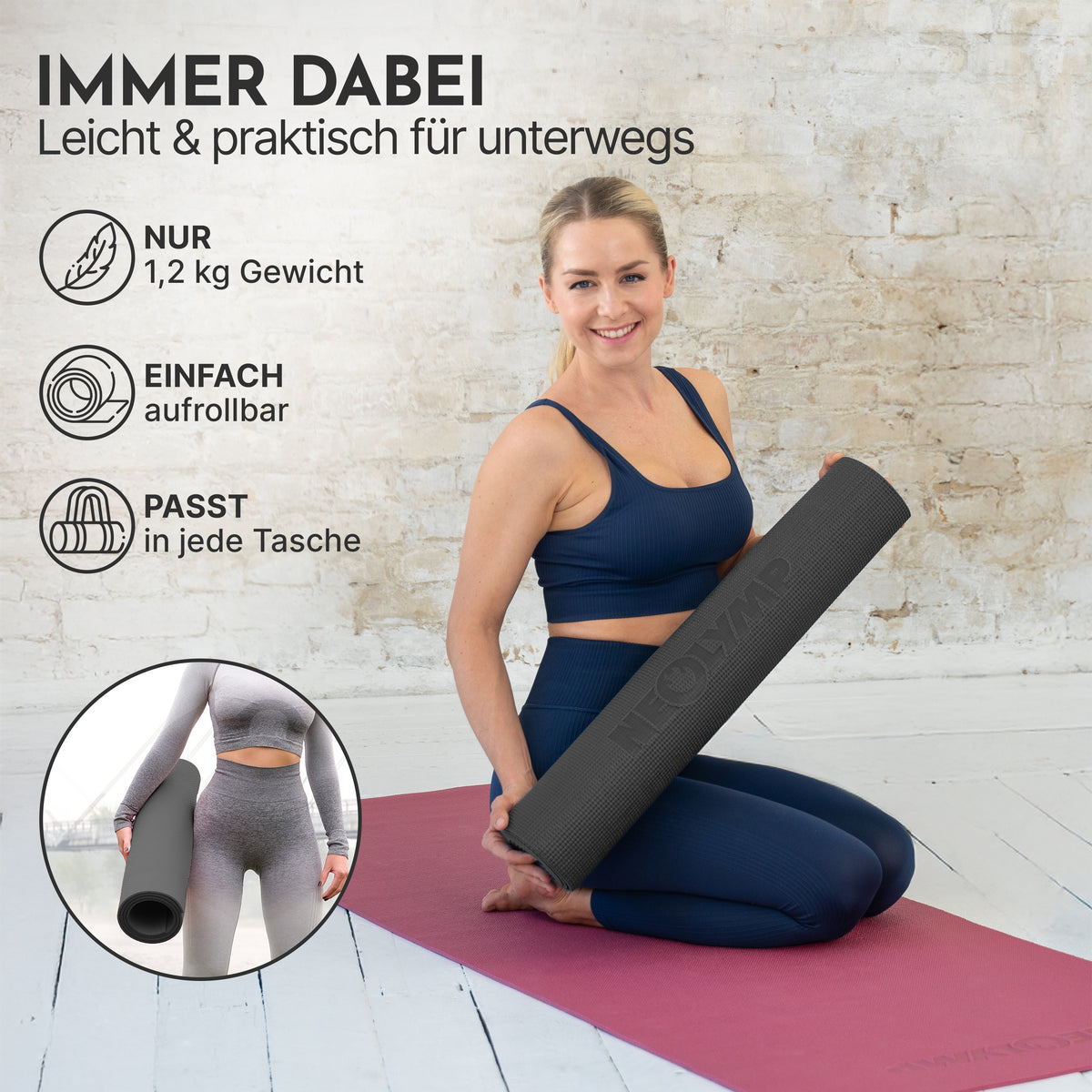 Yogamatte – ideal für Yoga, Pilates & Gymnastik - Schwarz - Yogamatten von NEOLYMP | Fitnessequipment und Sportartikel