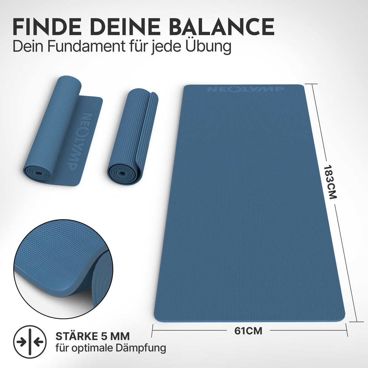 Yogamatte – ideal für Yoga, Pilates & Gymnastik - Indigoblau - Yogamatten von NEOLYMP | Fitnessequipment und Sportartikel