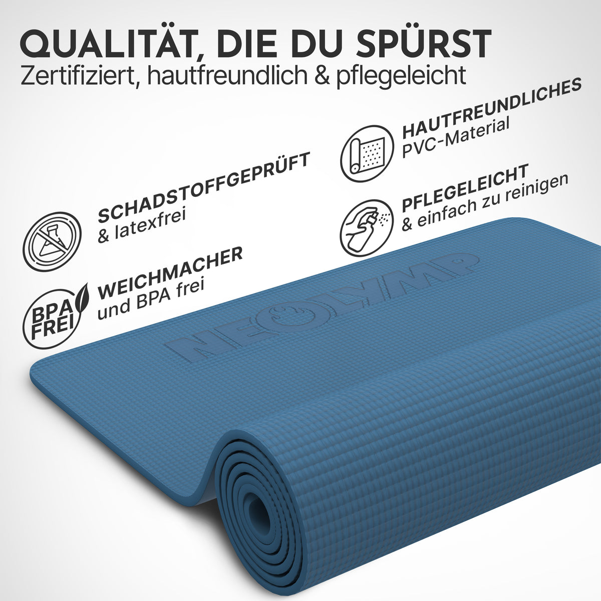 Yogamatte – ideal für Yoga, Pilates & Gymnastik - Indigoblau - Yogamatten von NEOLYMP | Fitnessequipment und Sportartikel