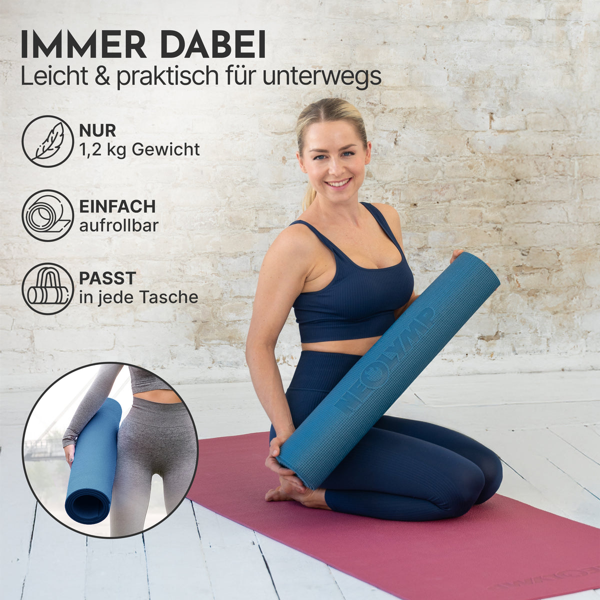 Yogamatte – ideal für Yoga, Pilates & Gymnastik - Indigoblau - Yogamatten von NEOLYMP | Fitnessequipment und Sportartikel