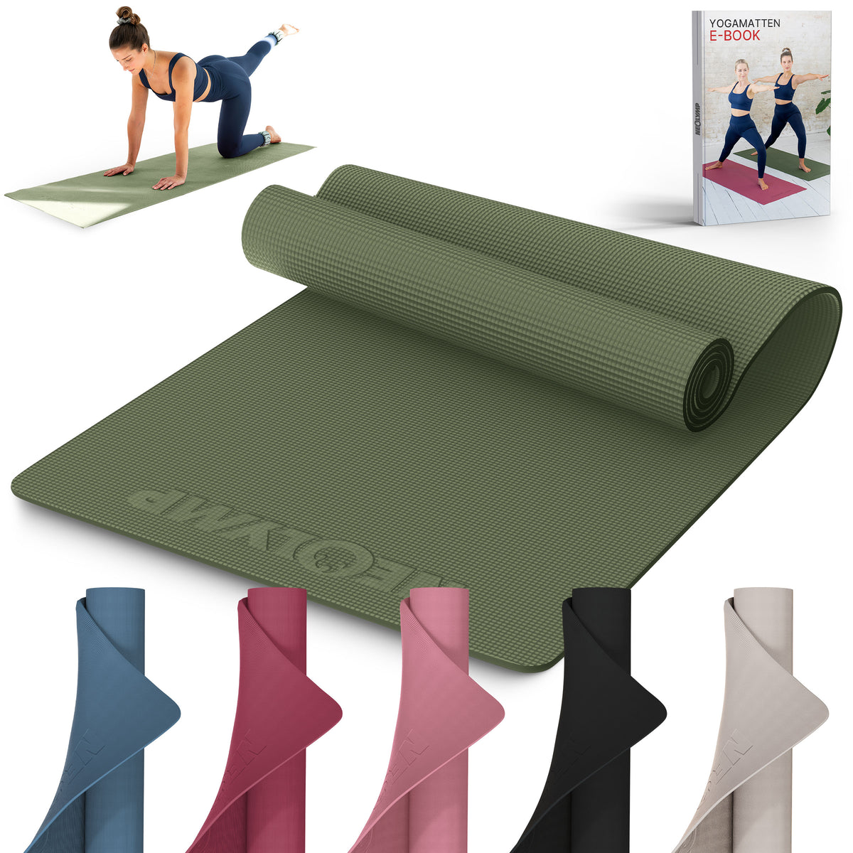 Yogamatte – ideal für Yoga, Pilates & Gymnastik - Olivgrün - Yogamatten von NEOLYMP | Fitnessequipment und Sportartikel