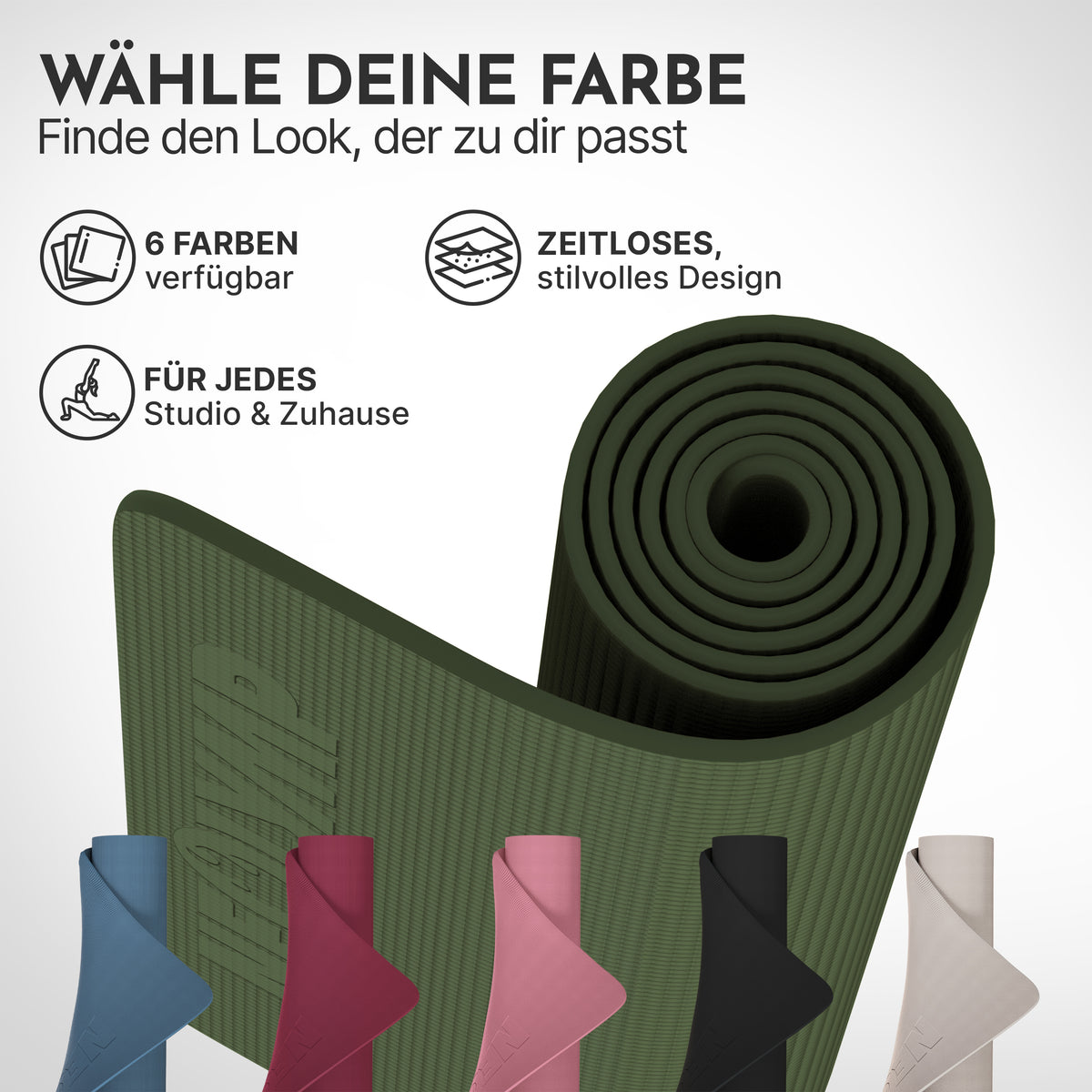 Yogamatte – ideal für Yoga, Pilates & Gymnastik - Olivgrün - Yogamatten von NEOLYMP | Fitnessequipment und Sportartikel