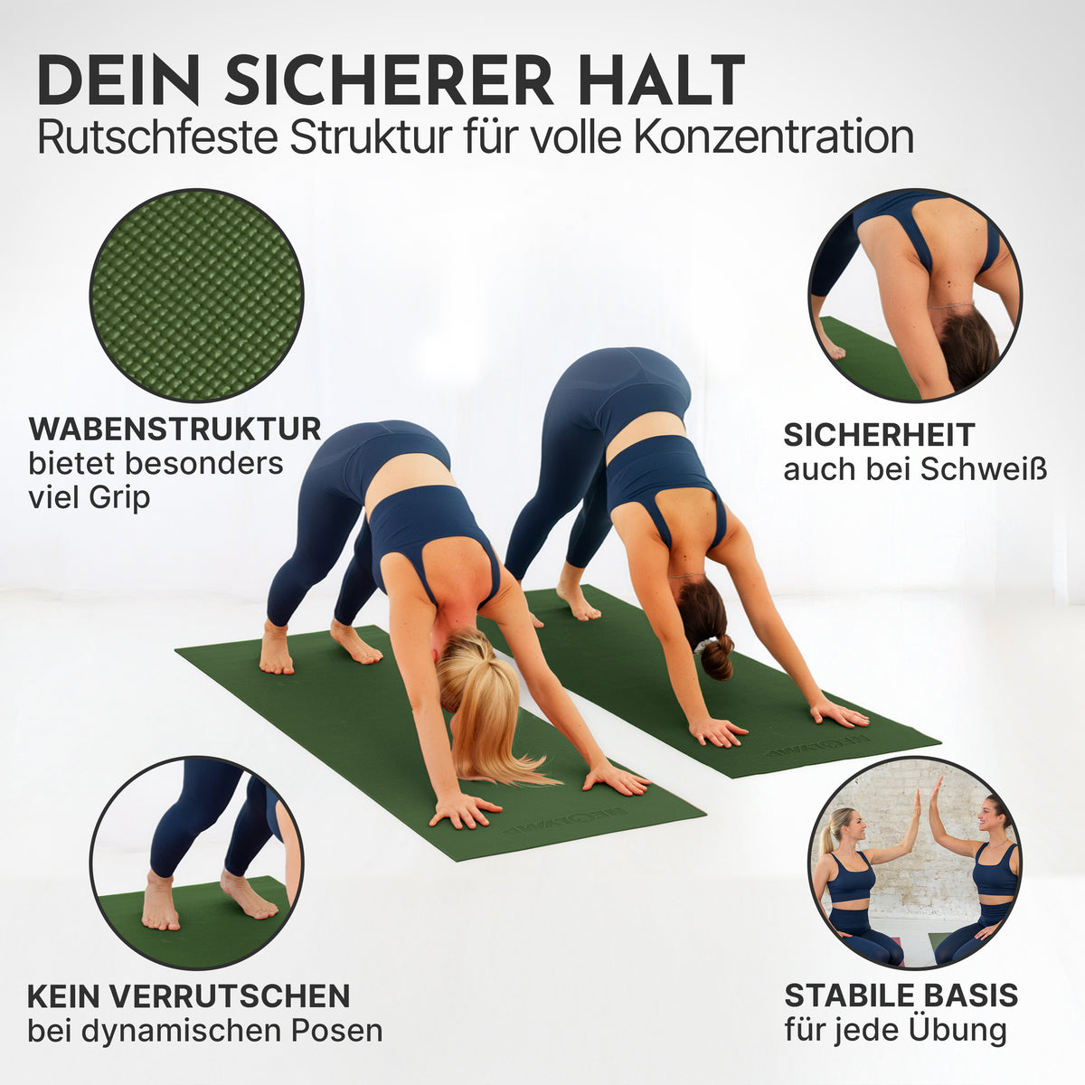 Yogamatte – ideal für Yoga, Pilates & Gymnastik - Olivgrün - Yogamatten von NEOLYMP | Fitnessequipment und Sportartikel