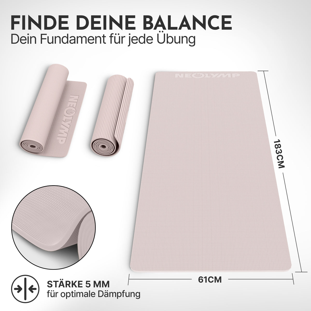 Yogamatte – ideal für Yoga, Pilates & Gymnastik - Taupe - Yogamatten von NEOLYMP | Fitnessequipment und Sportartikel