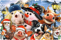 Barnyard Christmas (50 Piece Mini Christmas Wooden Jigsaw Puzzle) - Nautilus Puzzles - Wooden Jigsaw Puzzles For Adults