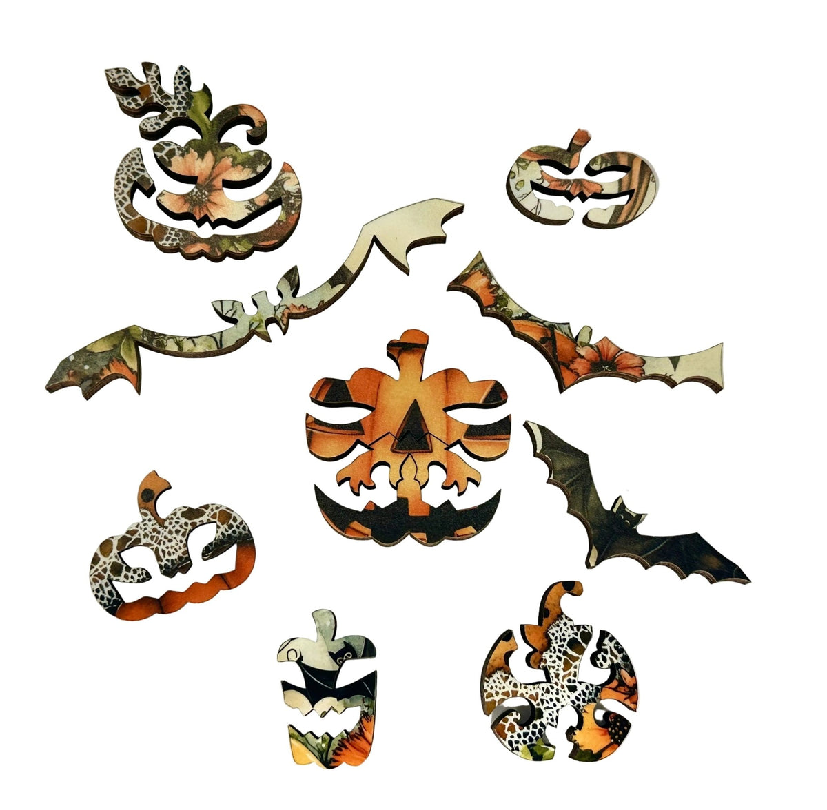 Bats & Blooms (50 Piece Mini Halloween Wooden Jigsaw Puzzle) - Nautilus Puzzles - Wooden Jigsaw Puzzles For Adults