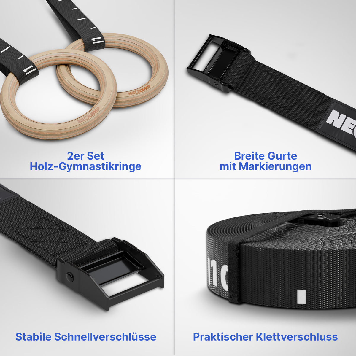 Turnringe aus Holz - 2er Set inkl. Türanker - - Sportgerät von NEOLYMP | Fitnessequipment und Sportartikel