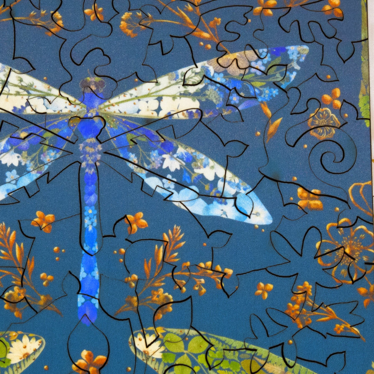 Dragonfly in Midnight - 51 Piece Mini Wooden Jigsaw Puzzle - Nautilus Puzzles - Wooden Jigsaw Puzzles For Adults
