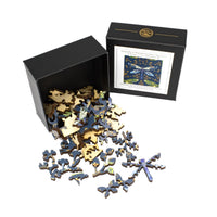 Dragonfly in Midnight - 51 Piece Mini Wooden Jigsaw Puzzle - Nautilus Puzzles - Wooden Jigsaw Puzzles For Adults