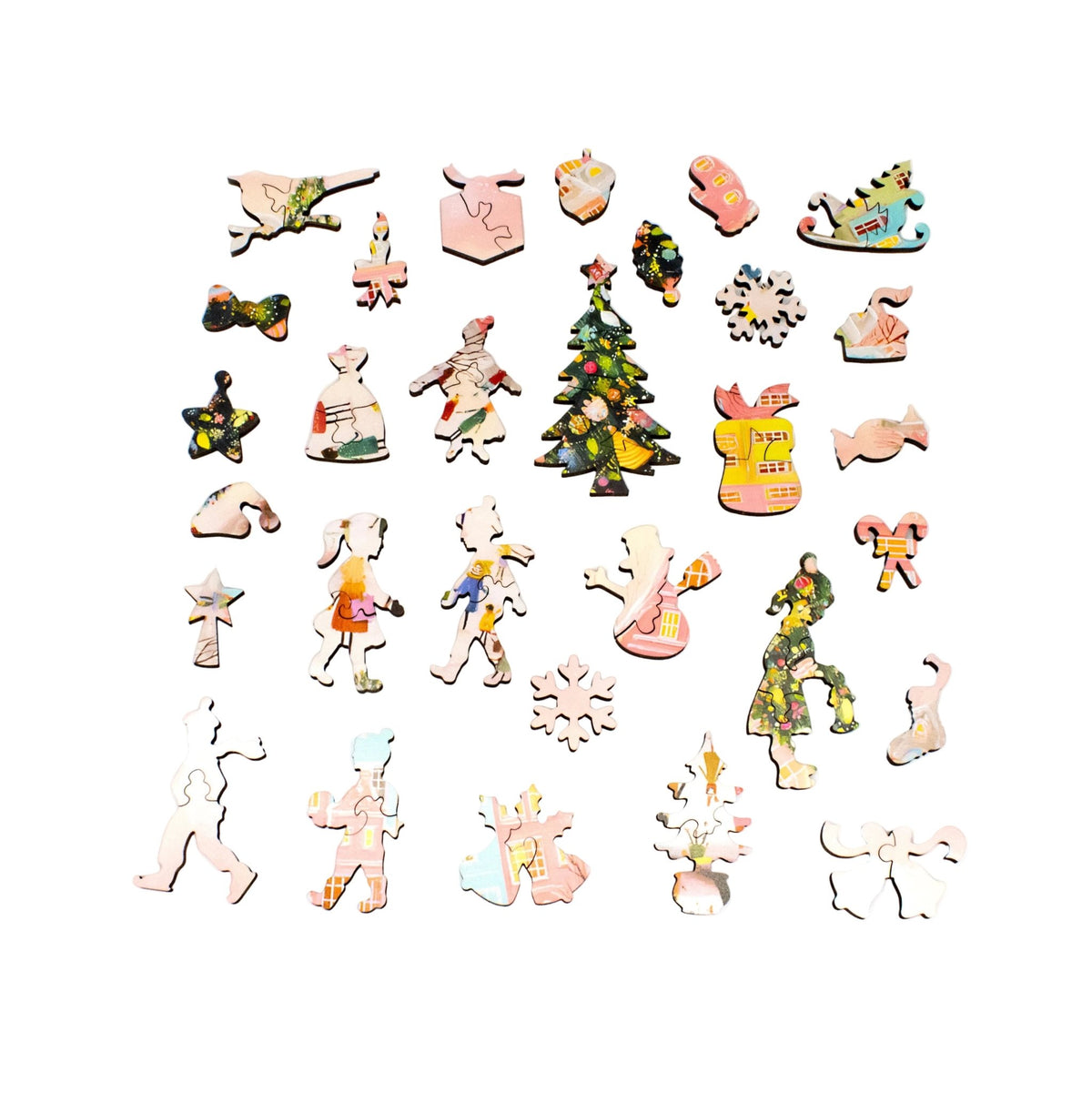 Easy Grip: A Pastel Christmas (231 Piece Christmas Wooden Jigsaw Puzzle) - Nautilus Puzzles - Wooden Jigsaw Puzzles For Adults