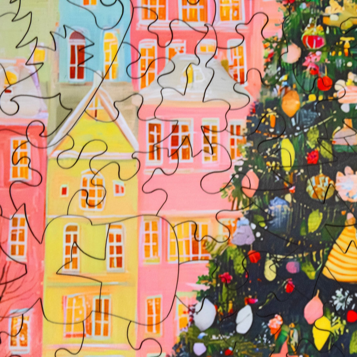Easy Grip: A Pastel Christmas (231 Piece Christmas Wooden Jigsaw Puzzle) - Nautilus Puzzles - Wooden Jigsaw Puzzles For Adults