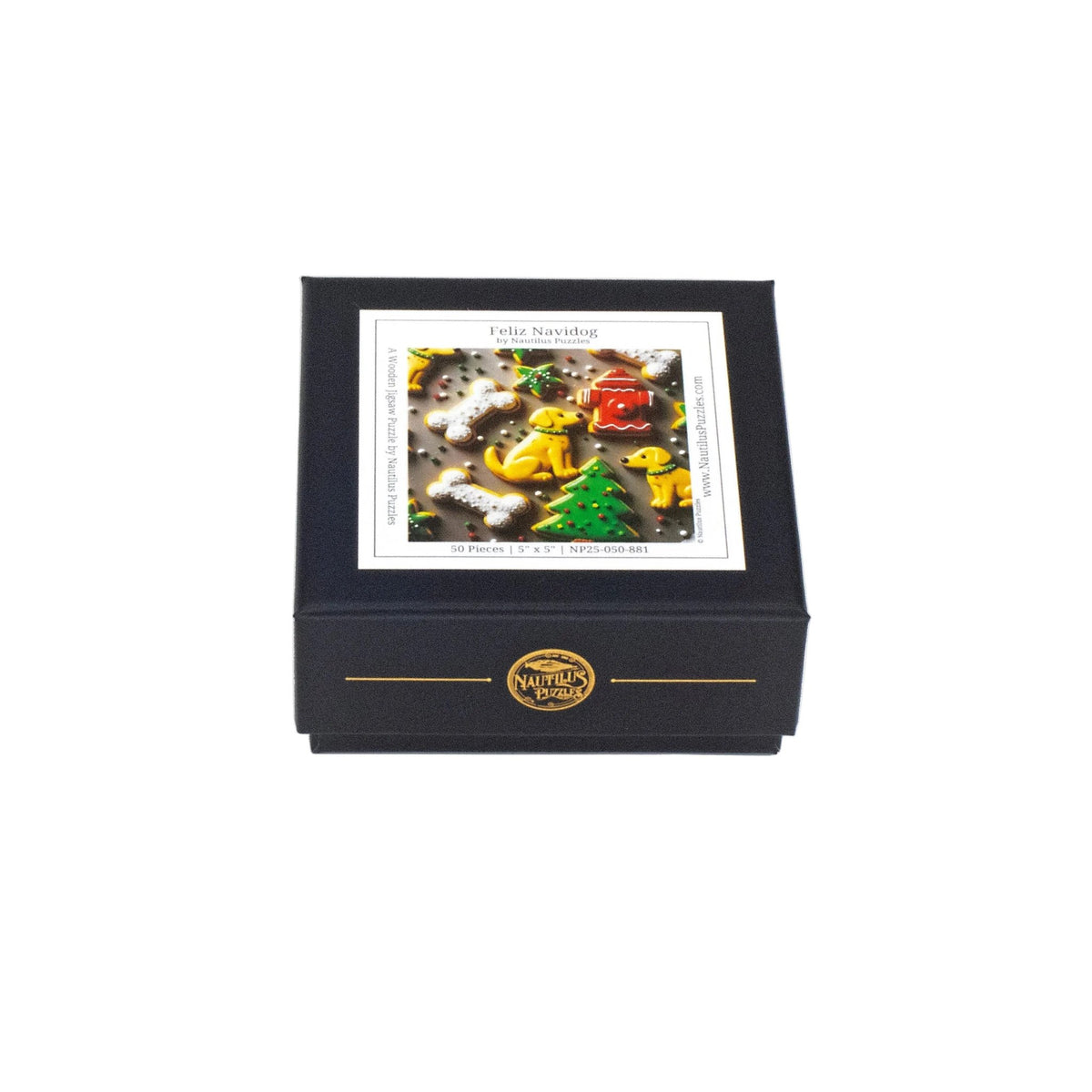 Feliz Navidog (50 Piece Mini Christmas Wooden Jigsaw Puzzle) - Nautilus Puzzles - Wooden Jigsaw Puzzles For Adults