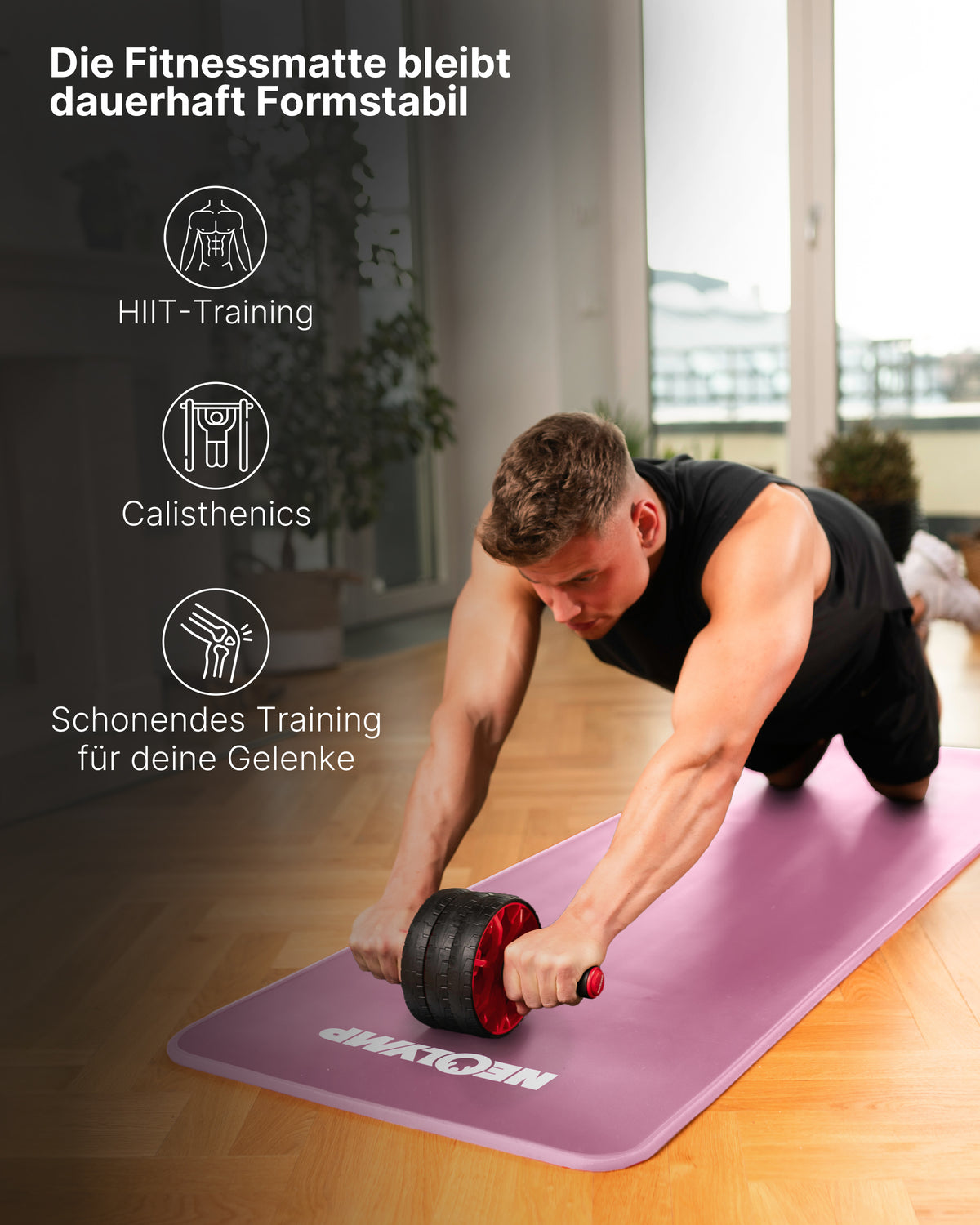 Fitnessmatte - extra dick und rutschfest - Pink - Sportmatte von NEOLYMP | Fitnessequipment und Sportartikel
