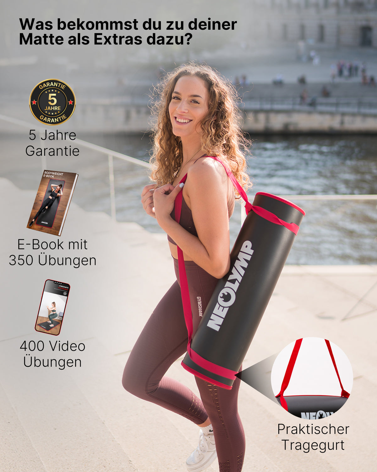 Fitnessmatte - extra dick und rutschfest - Rot - Sportmatte von NEOLYMP | Fitnessequipment und Sportartikel