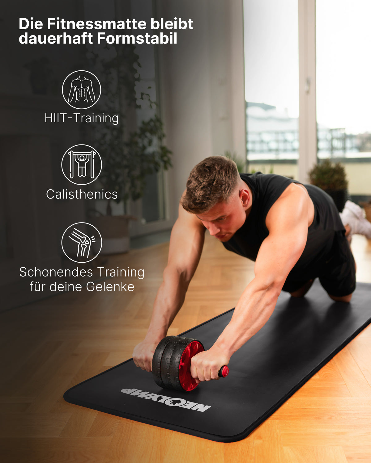 Fitnessmatte - extra dick und rutschfest - Schwarz - Sportmatte von NEOLYMP | Fitnessequipment und Sportartikel
