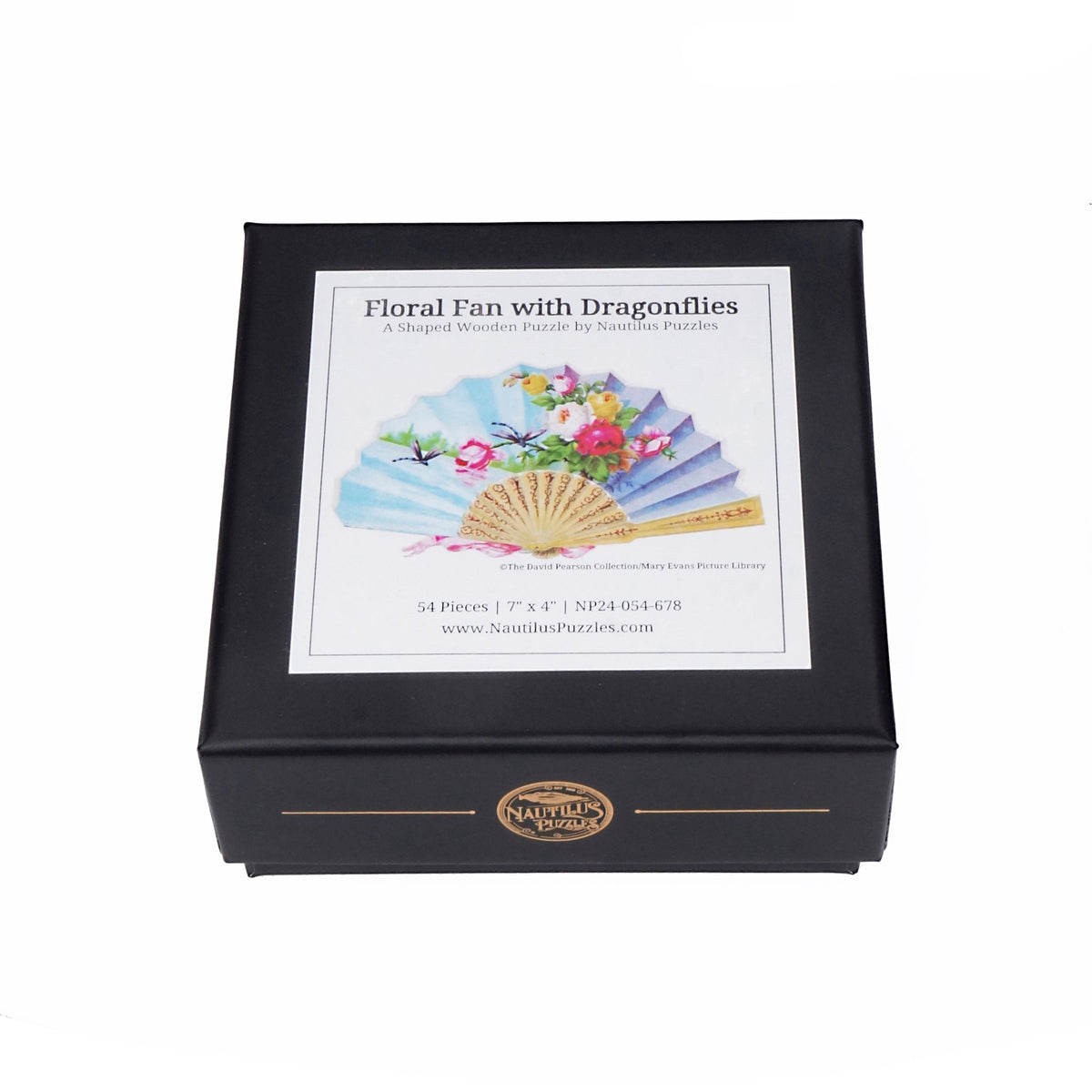 Floral Fan with Dragonflies - 54 Piece Shaped Mini Wooden Jigsaw Puzzle - Nautilus Puzzles - Wooden Jigsaw Puzzles For Adults