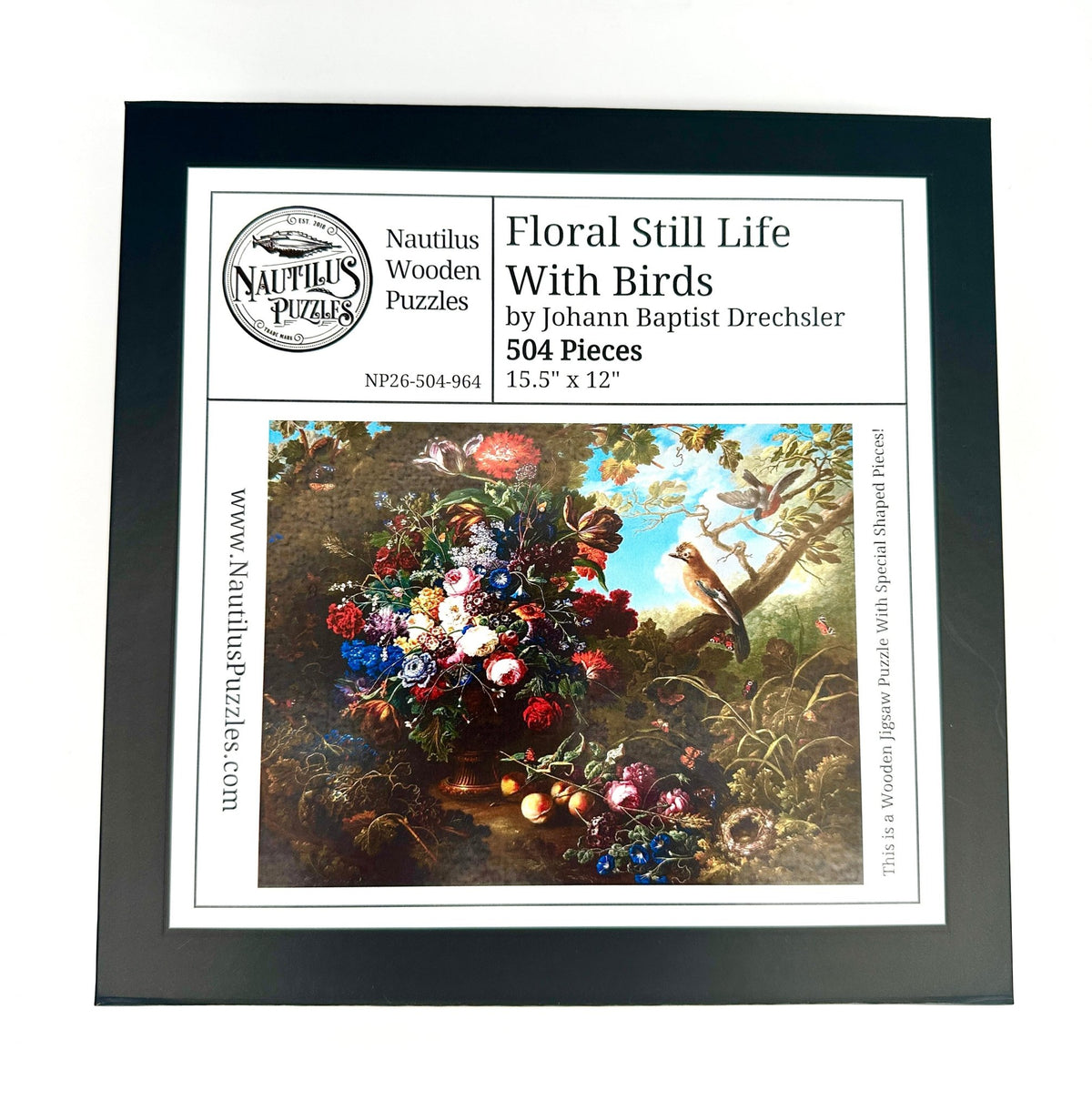 Floral Still Life With Birds (504 Piece Wooden Jigsaw Puzzle) - Nautilus Puzzles - Wooden Jigsaw Puzzles For Adults