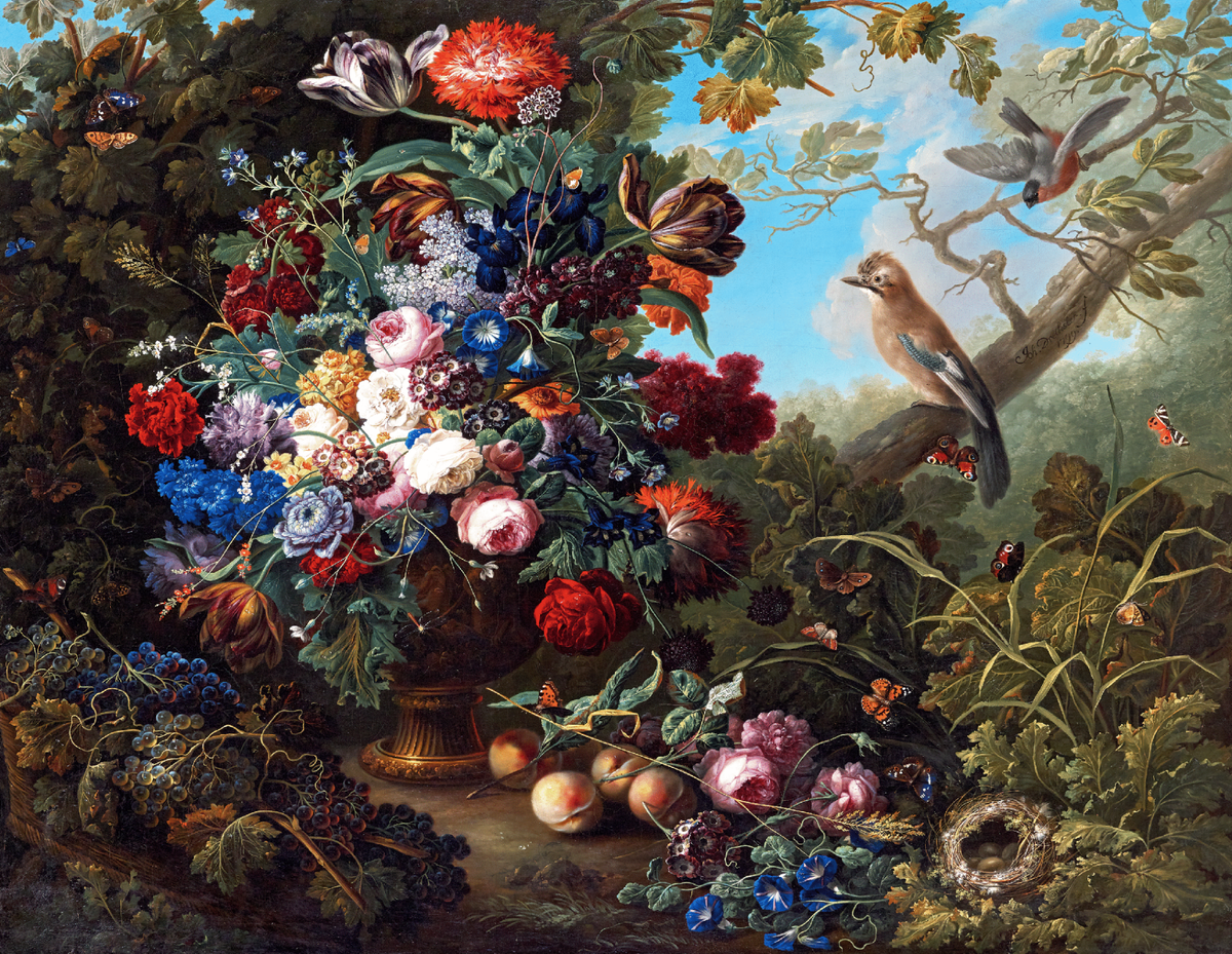 Floral Still Life With Birds (504 Piece Wooden Jigsaw Puzzle) - Nautilus Puzzles - Wooden Jigsaw Puzzles For Adults