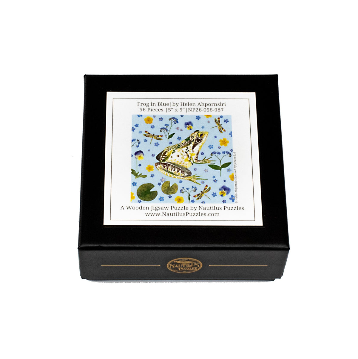 Frog in Blue - 56 Piece Mini Wooden Jigsaw Puzzle - Nautilus Puzzles - Wooden Jigsaw Puzzles For Adults