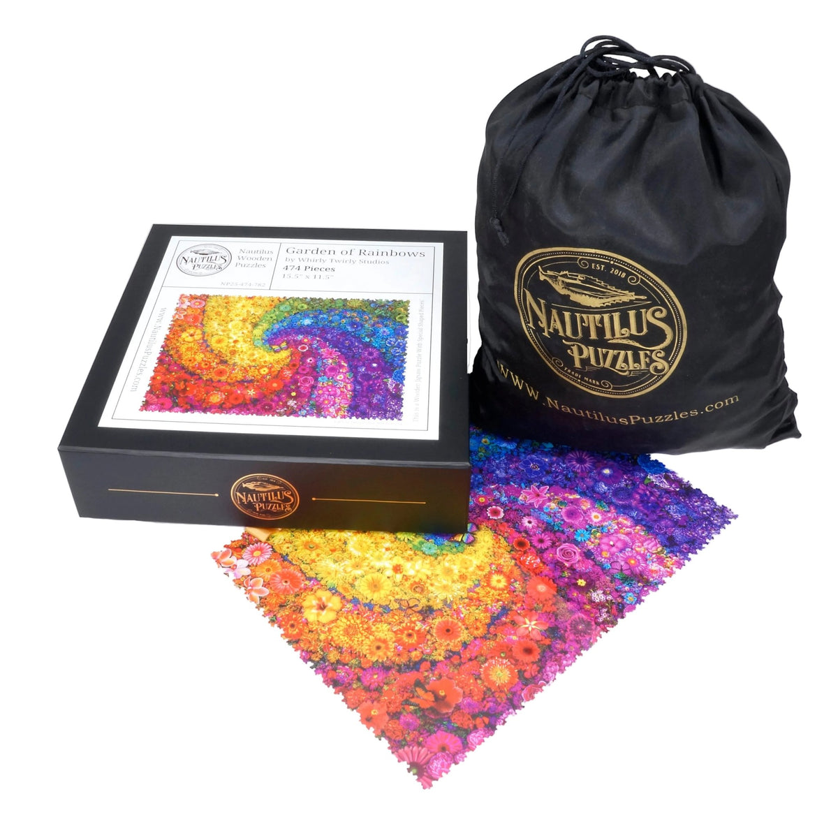 Garden of Rainbows (474 Piece Wooden Jigsaw Puzzle) - Nautilus Puzzles - Wooden Jigsaw Puzzles For Adults
