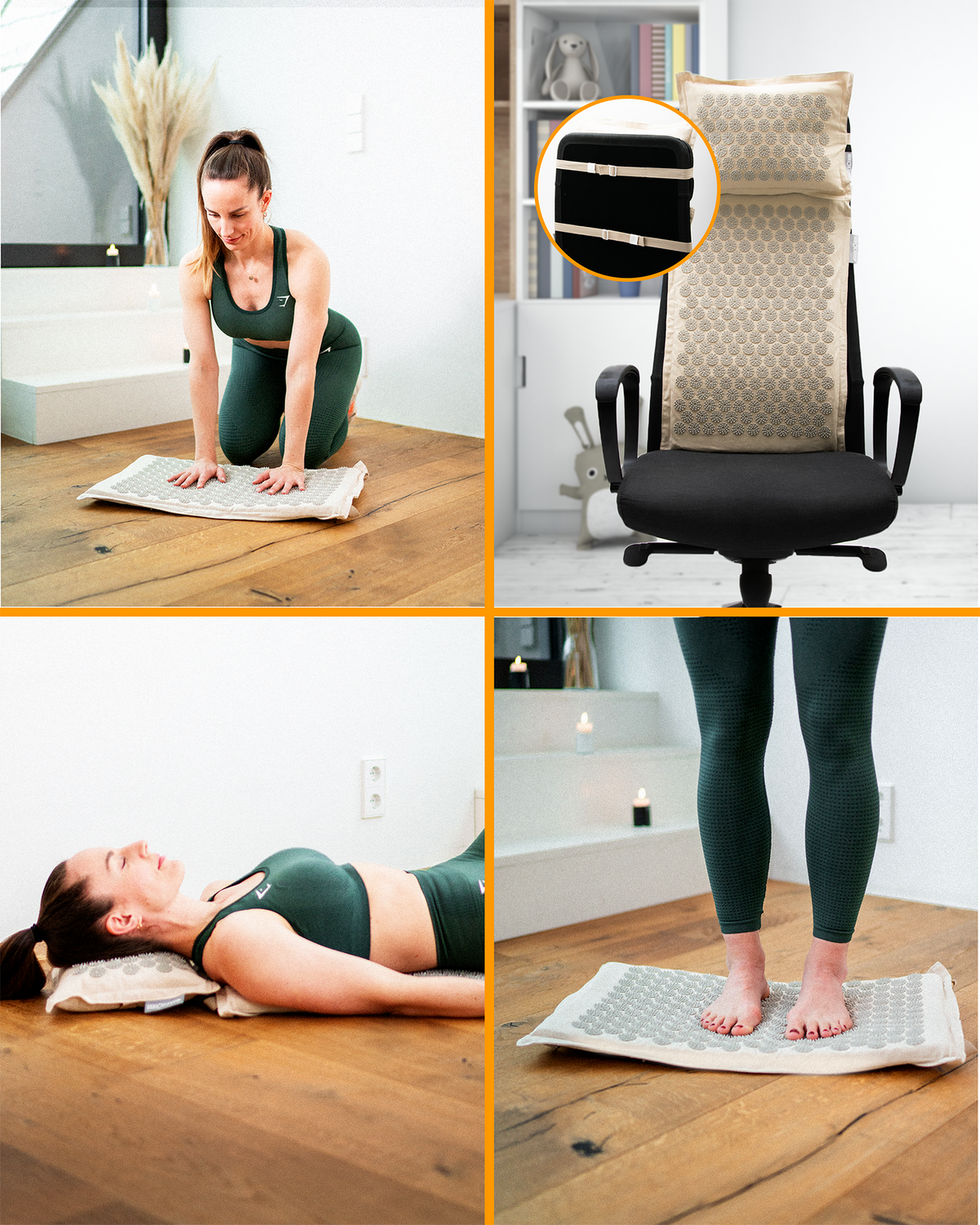 Akupressurmatte mit Kissen inkl. Stuhlbefestigung & Tragefunktion - - Recovery & Akupressur von NEOLYMP | Fitnessequipment und Sportartikel